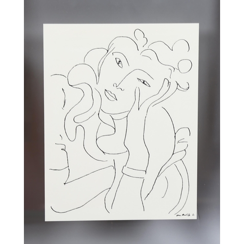 730 - After Henri Matisse, pair of lithographs, portrait studies, 24cm x 18cm, framed