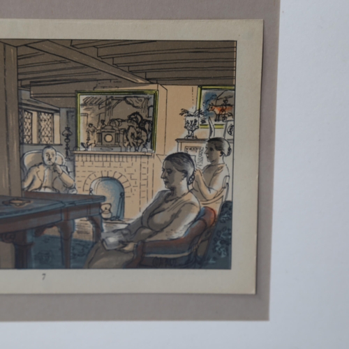 734 - Edward Bawden (1903 - 1989), the parlour/repairing the thresher in the barn 1949, colour lithograph ... 