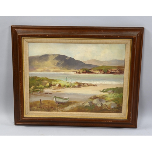 736 - Sean Nichol (20th century Irish), Five Finger Strand, Donegal, oil on canvas, signed, 31cm x 41cm, f... 