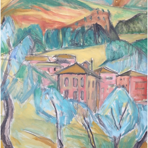 742 - Mid-20th century oil on canvas, Fra Assisi, oil on canvas, indistinctly signed, 55cm x 50cm, framed