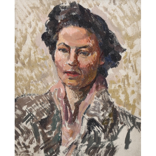 752 - Early to mid-20th century, oil on board, portrait of a woman, unsigned, 49cm x 39cm, framed