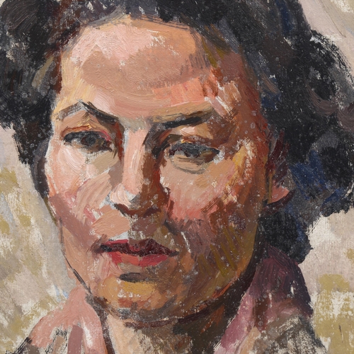 752 - Early to mid-20th century, oil on board, portrait of a woman, unsigned, 49cm x 39cm, framed