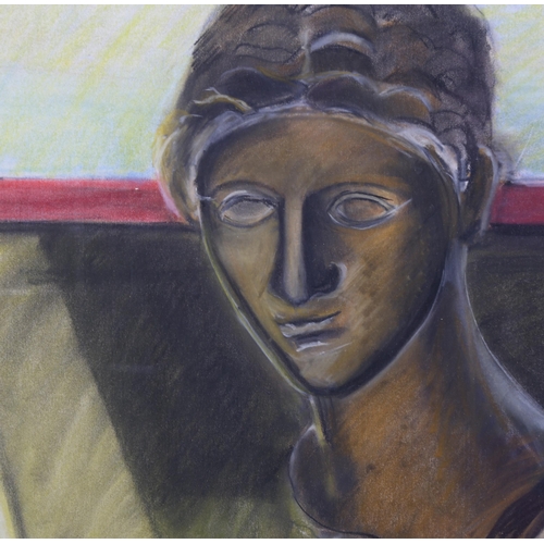 754 - Paul Manousso, a Roman bust, pastel/crayon on paper, signed and dated 1983, 58cm x 40cm, framed