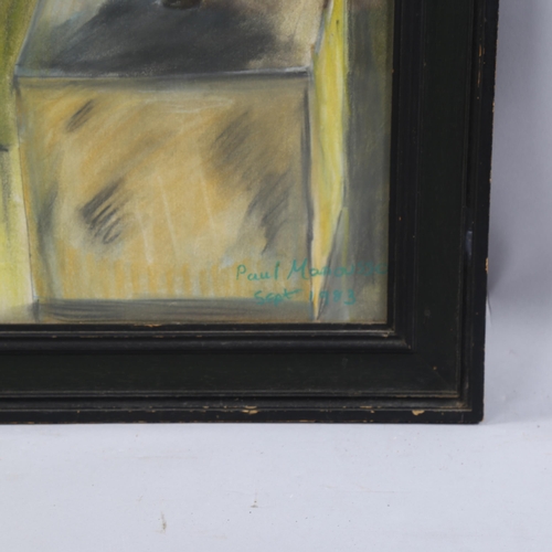 754 - Paul Manousso, a Roman bust, pastel/crayon on paper, signed and dated 1983, 58cm x 40cm, framed