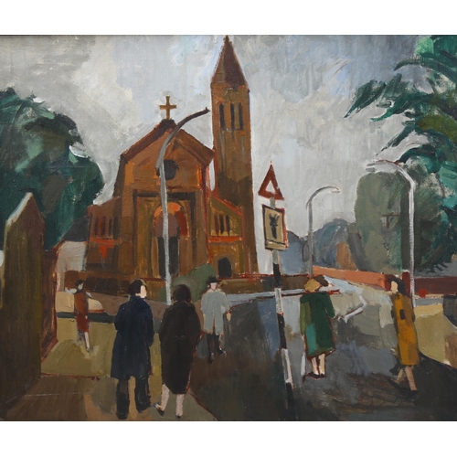 756 - 20th century oil on canvas, Christ Church Streatham, oil on canvas, unsigned, 70cm x 90cm, framed