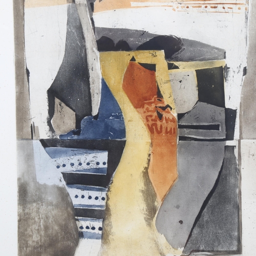 770 - Mid-20th century coloured etching, abstract composition, indistinctly signed in pencil 1967, no. 5/3... 