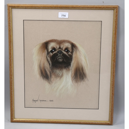 774 - Margaret Anderson, portrait of a Pekinese dog, coloured pastels, signed, 36cm x 30cm, framed