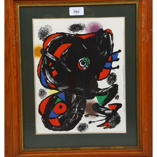 791 - Joan Miro, abstract, original lithograph for XXth Siecle no. 48 1976, 31cm x 24cm, framed