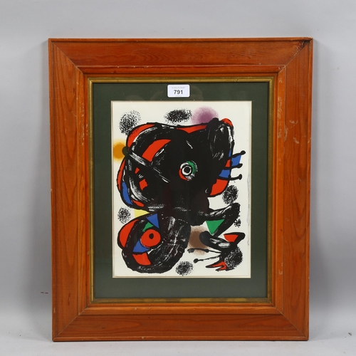 791 - Joan Miro, abstract, original lithograph for XXth Siecle no. 48 1976, 31cm x 24cm, framed