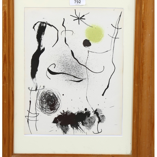 792 - Joan Miro, abstract, original lithograph for XXth Siecle no. 24 1964, 31cm x 24cm, framed