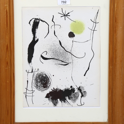 792 - Joan Miro, abstract, original lithograph for XXth Siecle no. 24 1964, 31cm x 24cm, framed