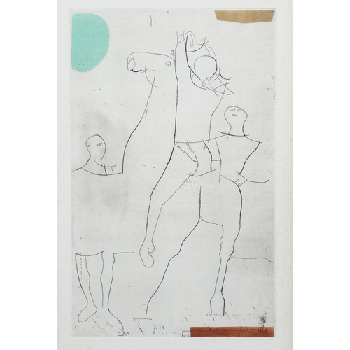 795 - Marino Marini, Giocolieri, etching/aquatint, 1971, plate 41cm x 26cm, framed