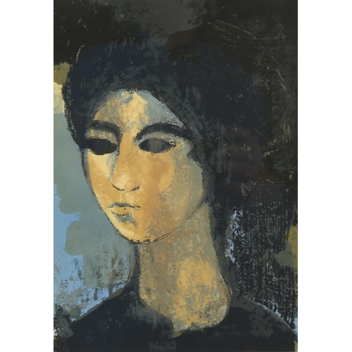 803 - Andre Minaux, young girl, 1962 lithograph for Findlay Gallery New York, plate 25cm x 18cm, framed