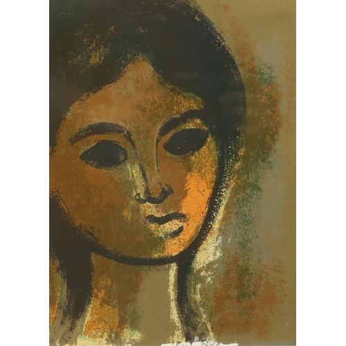 804 - Andre Minaux, young girl, 1962 lithograph for Findlay Gallery New York, plate 25cm x 18cm, framed