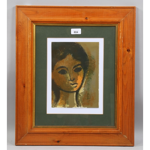 804 - Andre Minaux, young girl, 1962 lithograph for Findlay Gallery New York, plate 25cm x 18cm, framed