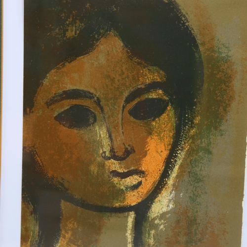 804 - Andre Minaux, young girl, 1962 lithograph for Findlay Gallery New York, plate 25cm x 18cm, framed