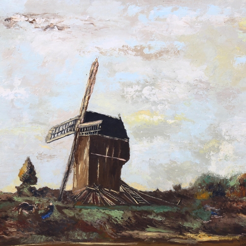 813 - Victor Marais, windmill in landscape, oil on canvas, signed and dated 1892, 46cm x 55cm, framed