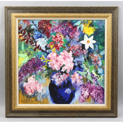 814 - Annie Boisseau (born 1957), summer flowers, oil on canvas, signed, 54cm x 55cm, framed