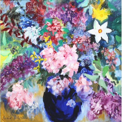 814 - Annie Boisseau (born 1957), summer flowers, oil on canvas, signed, 54cm x 55cm, framed