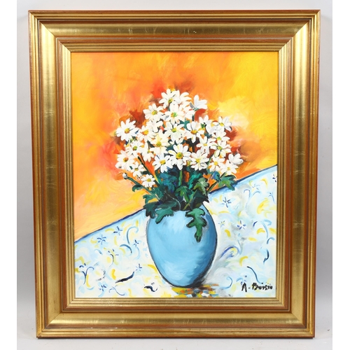 815 - Annie Boisseau (born 1957), summer flowers, oil on canvas, signed, 60cm x 50cm, framed