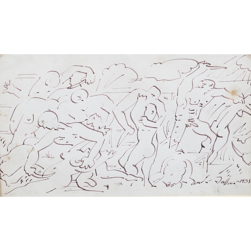 816 - Andre Masson (1896 - 1987), the massacre, pen and ink drawing, signed and dated 1933, 14cm x 24cm, f... 