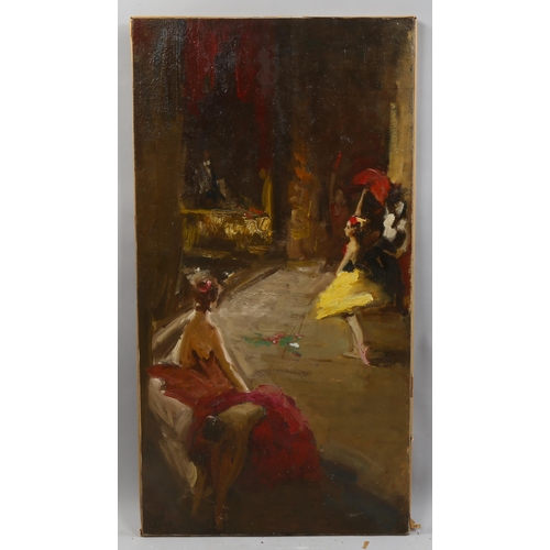 820 - Doris Zinkeisen (1898 - 1991), ballerinas on stage, unsigned, 76cm x 40cm, unframed