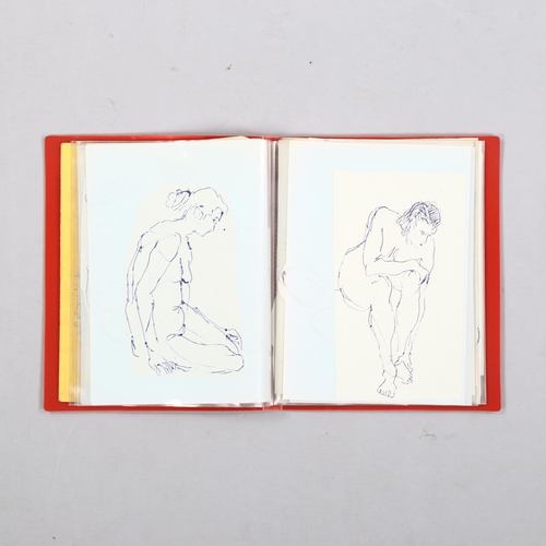 841 - Charles Comines (1909 - 1986), a folder of 40 pen and ink nude sketches, together with a 1956 Exhibi... 