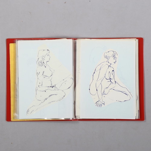 841 - Charles Comines (1909 - 1986), a folder of 40 pen and ink nude sketches, together with a 1956 Exhibi... 