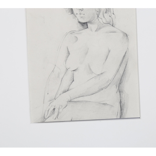 843 - Mid-20th century pencil sketch, nude life study, unsigned, 18cm x 13cm, mounted