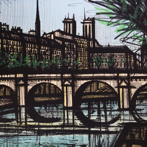 864 - Bernard Buffet, 2 Parisian street scenes, colour lithographs, signed in the plate, sheet size 50cm x... 