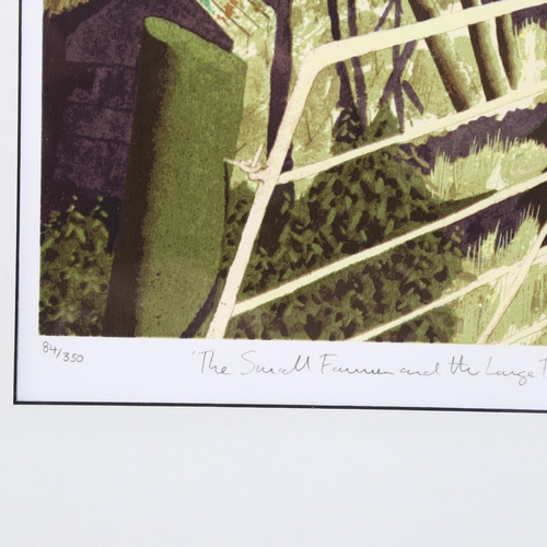 875 - Simon Palmer, The Small Farmer and the Large Farm Worker, colour lithograph, signed in pencil, no. 8... 