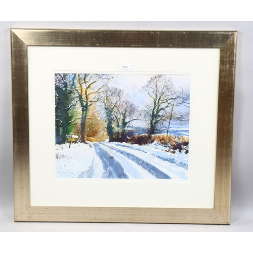 876 - Richard Thorn, Evening Sets in February Snow on Dartmoor, watercolour, signed, 38cm x 48cm, framed