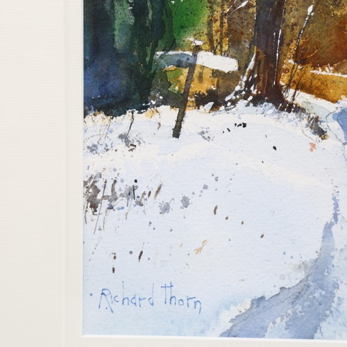 876 - Richard Thorn, Evening Sets in February Snow on Dartmoor, watercolour, signed, 38cm x 48cm, framed