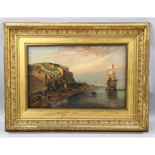 885 - 19th century English School, view of Hastings, unsigned, 33cm x 50cm, framed