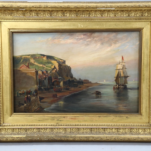 885 - 19th century English School, view of Hastings, unsigned, 33cm x 50cm, framed