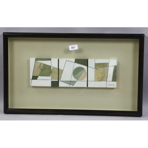 887 - Beverley, contemporary wood/paint abstract panel, signed and dated 1992, in cabinet frame, overall f... 