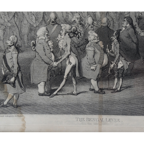 890 - INDIA INTEREST - James Gillray, the Bengal Levee, engraving 1792, image 40cm x 61cm, framed