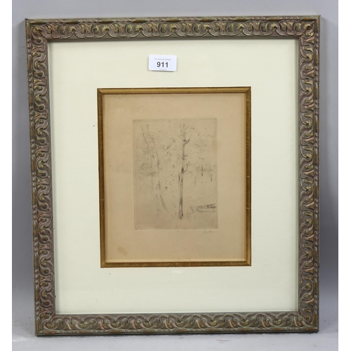 911 - Berthe Morisot (1842 - 1895), tree study, etching, signed monogram in pencil, plate 15.5cm x 12cm, f... 