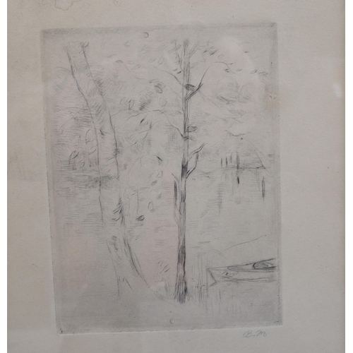 911 - Berthe Morisot (1842 - 1895), tree study, etching, signed monogram in pencil, plate 15.5cm x 12cm, f... 