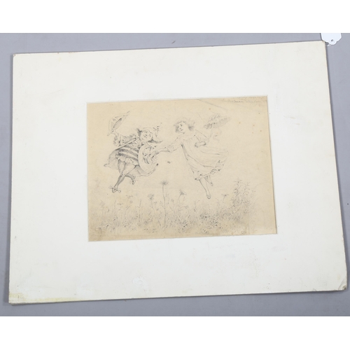 916 - The Beeman, American illustration pencil drawing, stamped verso 