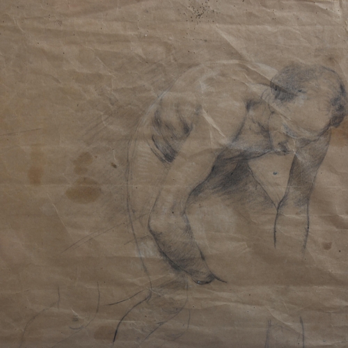 919 - Edward Stott, study for the entombment, pencil/chalk on brown paper, 50cm x 37cm, framed