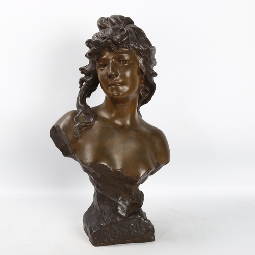 103 - Henryk Kossowski (1855-1921), Reverie, patinated bronze sculpture, signed, height 41cm