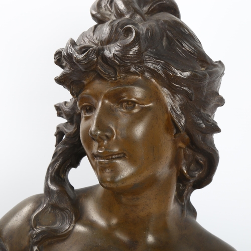 103 - Henryk Kossowski (1855-1921), Reverie, patinated bronze sculpture, signed, height 41cm