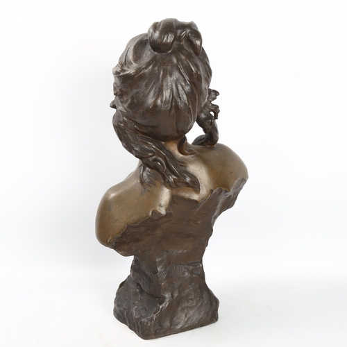 103 - Henryk Kossowski (1855-1921), Reverie, patinated bronze sculpture, signed, height 41cm