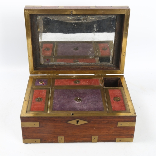 104 - A 19th century brass-bound rosewood travelling box, with inner lids, 25cm x 17cm x 11cm, and an Indi... 