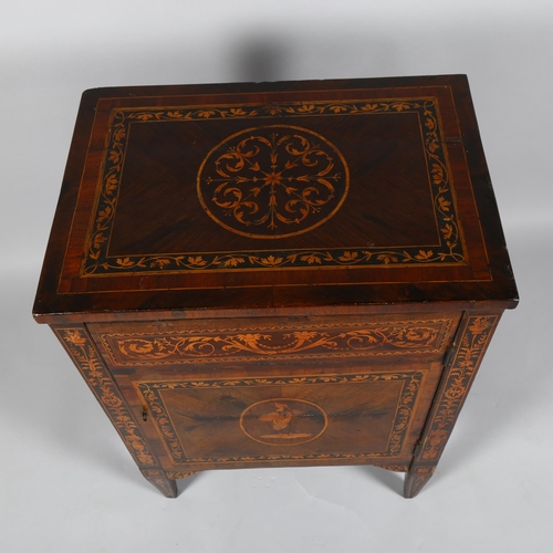 17 - Small 18th century Dutch marquetry side cabinet, with dummy frieze drawer, single hinged door and ta... 