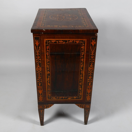 17 - Small 18th century Dutch marquetry side cabinet, with dummy frieze drawer, single hinged door and ta... 
