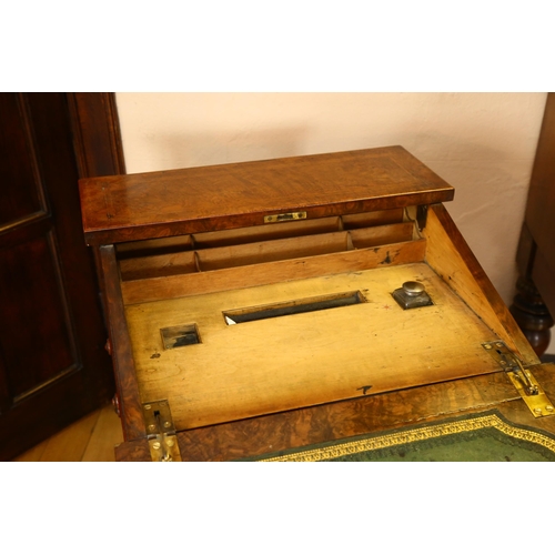 32 - A Victorian burr-walnut Davenport, with slope front, hinged stationery rack backing, 4 side drawers ... 