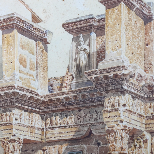 49 - A 19th century watercolour, the Temple of Minerva and Le Colonacce, indistinctly signed Cejigli?, fr... 