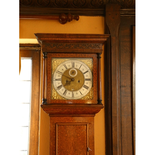 5 - An 18th century walnut and marquetry cased 8-day longcase clock, the 12